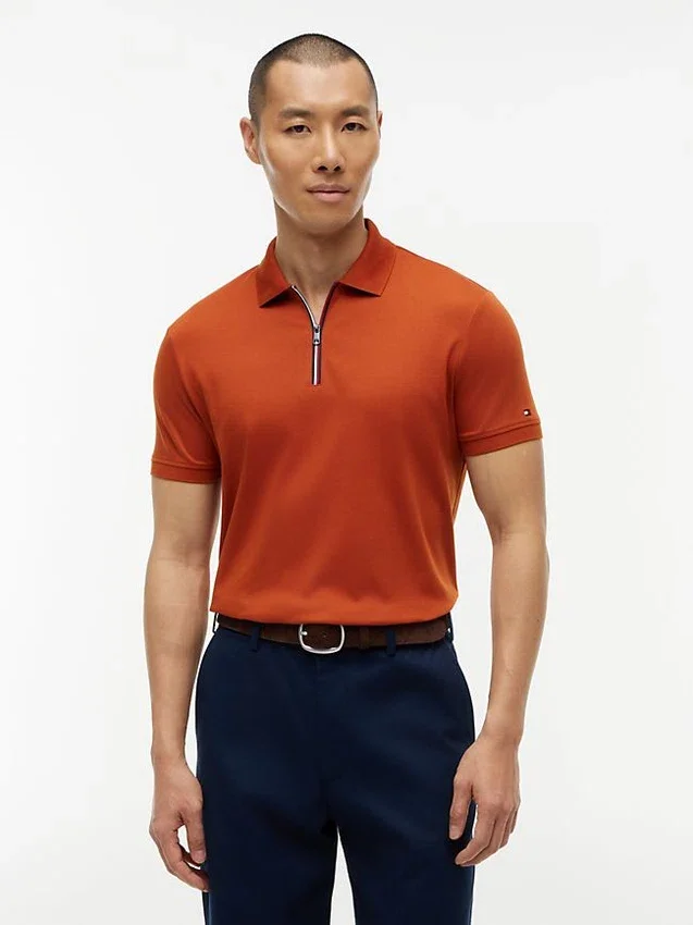 Regular Fit Smooth Cotton Zip Polo Regular Fit Smooth Cotton Zip Polo