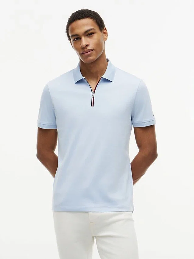Regular Fit Smooth Cotton Zip Polo Regular Fit Smooth Cotton Zip Polo