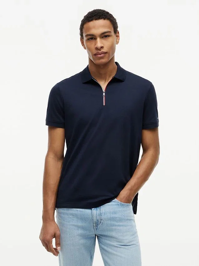 Regular Fit Smooth Cotton Zip Polo Regular Fit Smooth Cotton Zip Polo