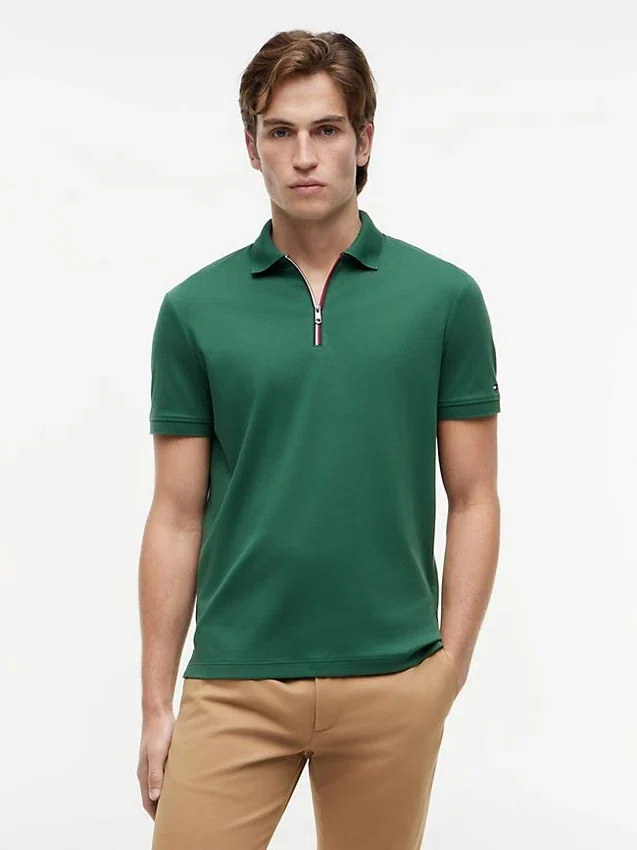 Regular Fit Smooth Cotton Zip Polo Regular Fit Smooth Cotton Zip Polo