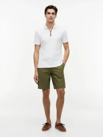 Regular Fit Smooth Cotton Zip Polo
