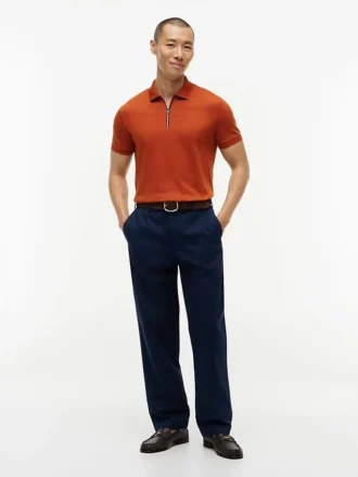 Regular Fit Smooth Cotton Zip Polo