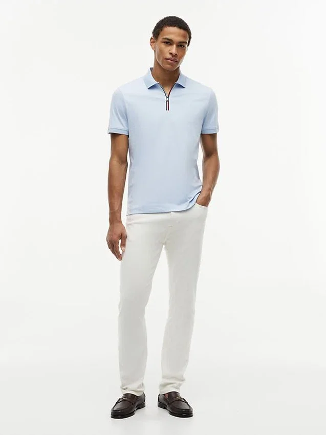 Regular Fit Smooth Cotton Zip Polo Regular Fit Smooth Cotton Zip Polo