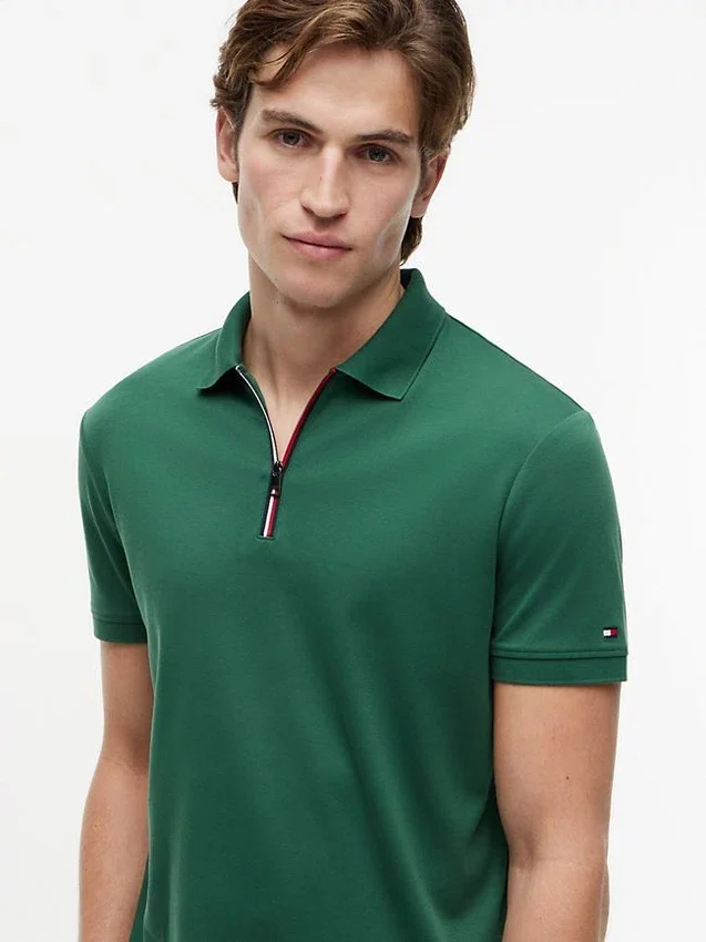 Regular Fit Smooth Cotton Zip Polo Regular Fit Smooth Cotton Zip Polo