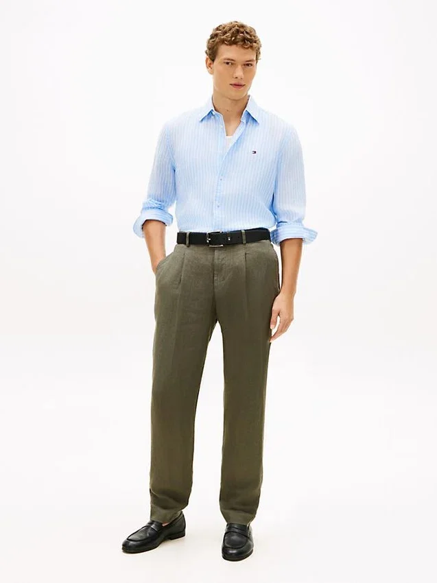 Regular Fit Stripe Linen Shirt Regular Fit Stripe Linen Shirt