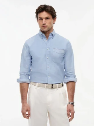 Regular Fit Stripe Pocket Oxford Shirt