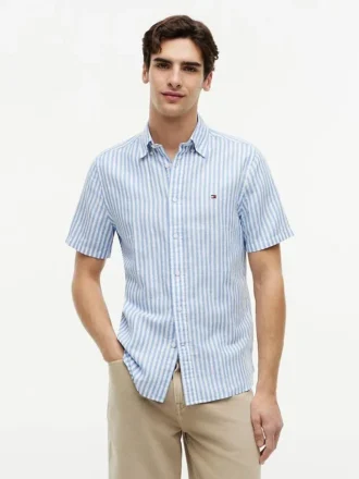 Regular Fit Striped Cotton-Linen Shirt
