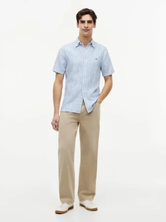 Regular Fit Striped Cotton-Linen Shirt