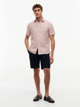 Regular Fit Striped Cotton-Linen Shirt