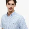 Regular Fit Striped Cotton-Linen Shirt
