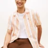 Regular Fit Striped Dobby Camp Shirt Regular Fit Striped Dobby Camp Shirt