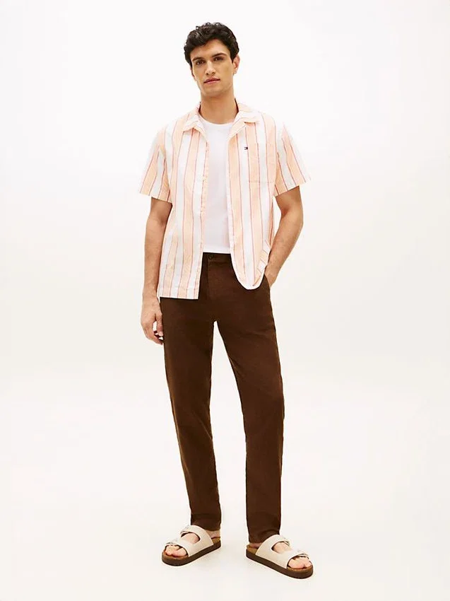 Regular Fit Striped Dobby Camp Shirt Regular Fit Striped Dobby Camp Shirt