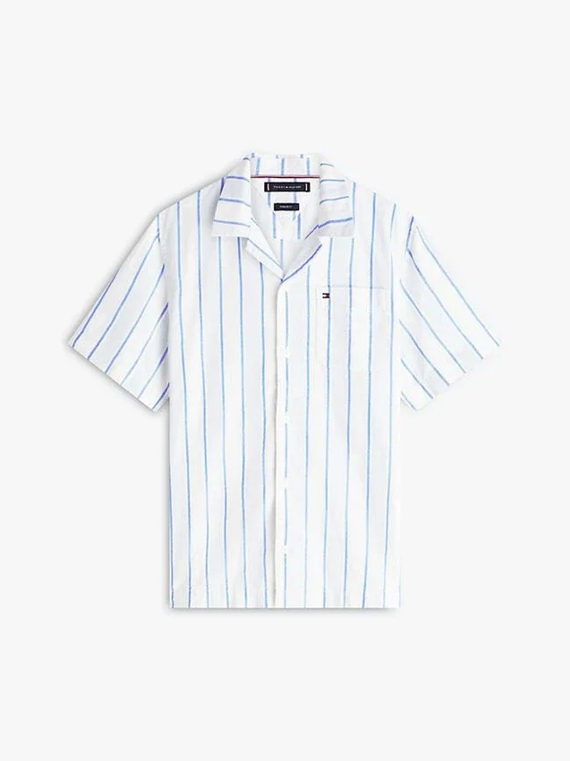 Regular Fit Striped Dobby Camp Shirt Regular Fit Striped Dobby Camp Shirt