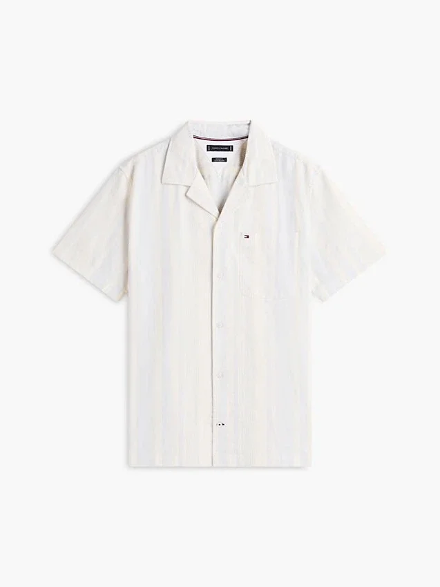 Regular Fit Striped Dobby Camp Shirt Regular Fit Striped Dobby Camp Shirt