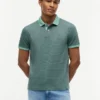 Regular Fit Striped Interlock Polo