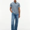 Regular Fit Striped Interlock Polo