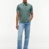 Regular Fit Striped Interlock Polo