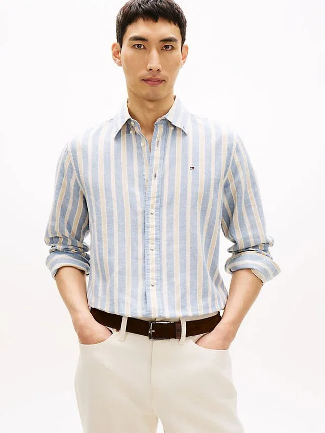Regular Fit Striped Linen-Blend Shirt Regular Fit Striped Linen-Blend Shirt