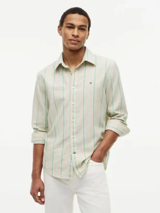 Regular Fit Striped Linen-Blend Shirt