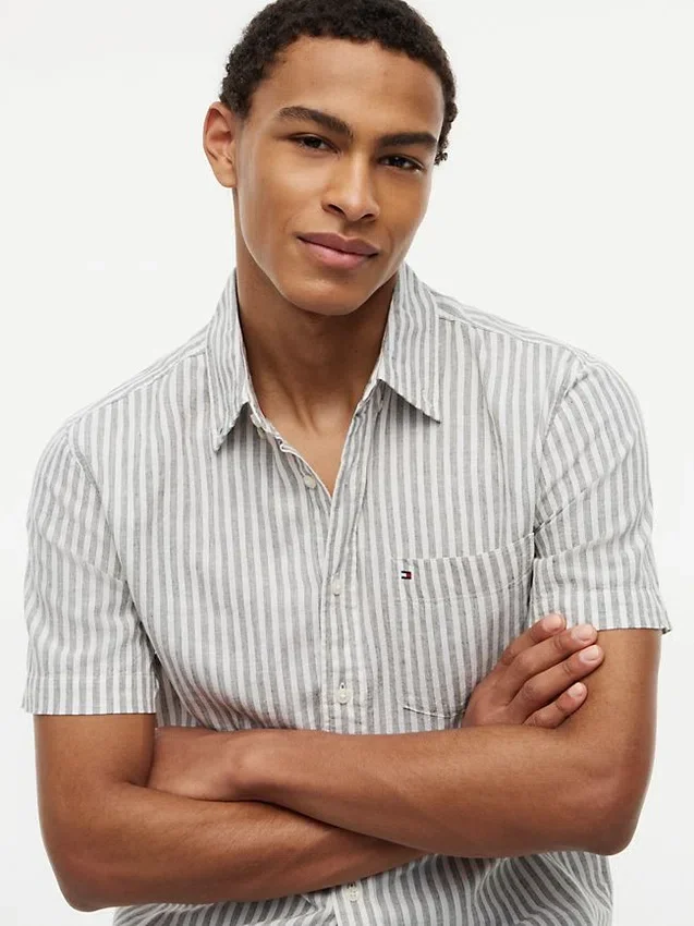 Regular Fit Striped Linen-Blend Shirt Regular Fit Striped Linen-Blend Shirt