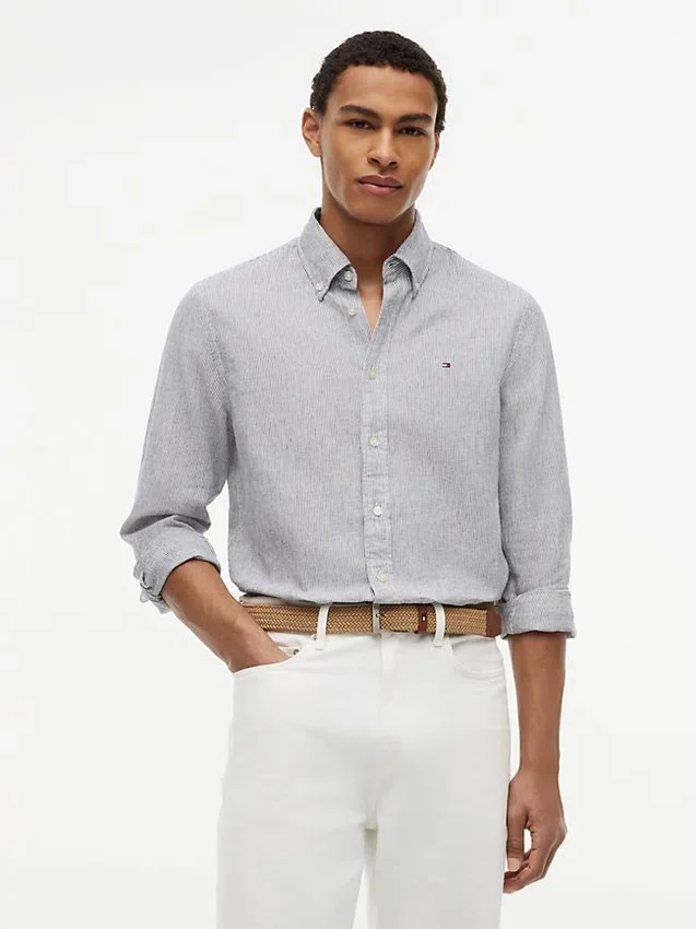 Regular Fit Striped Linen-Blend Shirt Regular Fit Striped Linen-Blend Shirt