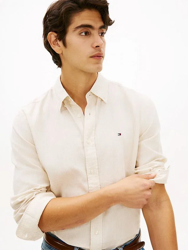 Regular Fit Striped Linen-Blend Shirt Regular Fit Striped Linen-Blend Shirt