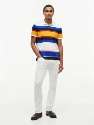 Regular Fit Striped Pique Polo