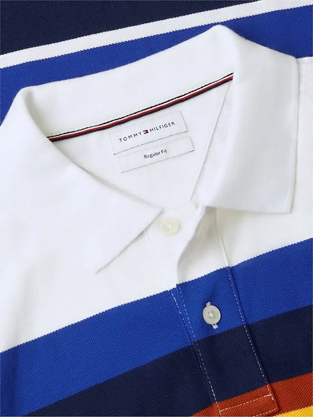 Regular Fit Striped Pique Polo Regular Fit Striped Pique Polo