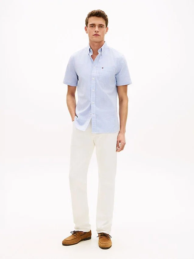 Regular Fit Striped Seersucker Shirt Regular Fit Striped Seersucker Shirt