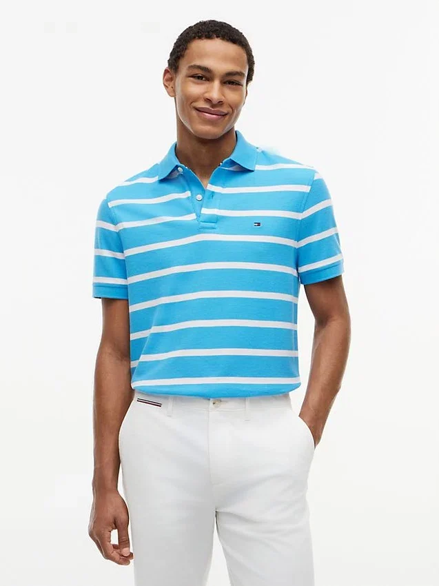 Regular Fit Striped Wicking Polo Regular Fit Striped Wicking Polo