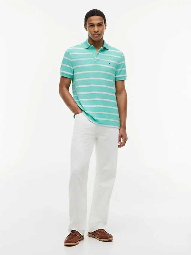Regular Fit Striped Wicking Polo Regular Fit Striped Wicking Polo