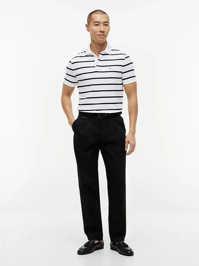 Regular Fit Striped Wicking Polo Regular Fit Striped Wicking Polo