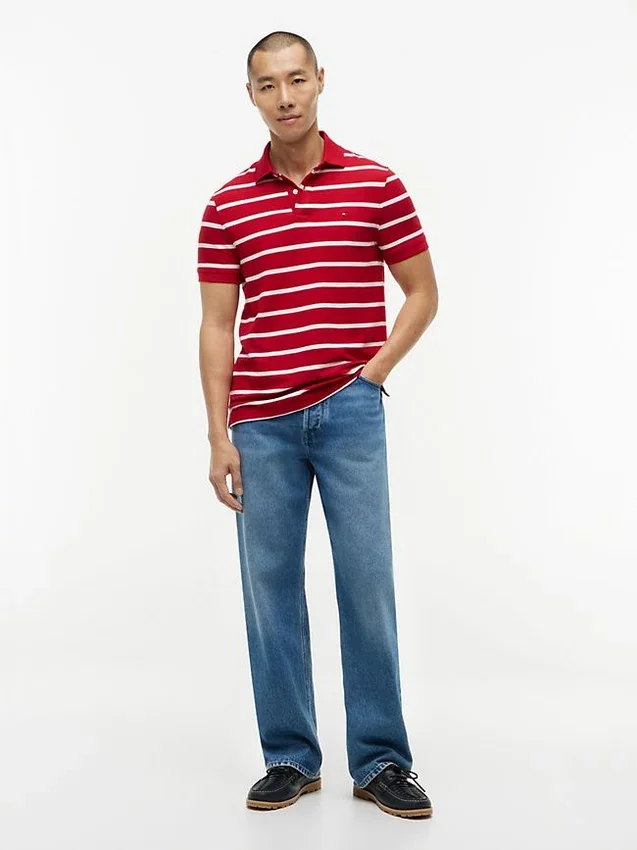 Regular Fit Striped Wicking Polo Regular Fit Striped Wicking Polo