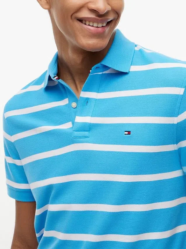 Regular Fit Striped Wicking Polo Regular Fit Striped Wicking Polo