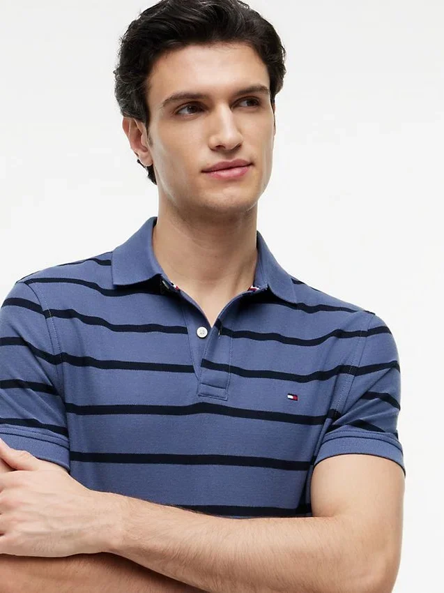Regular Fit Striped Wicking Polo Regular Fit Striped Wicking Polo