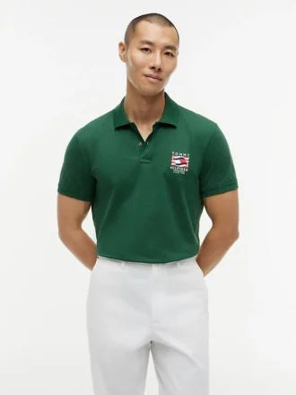 Regular Fit Wavy Flag Smooth Cotton Polo