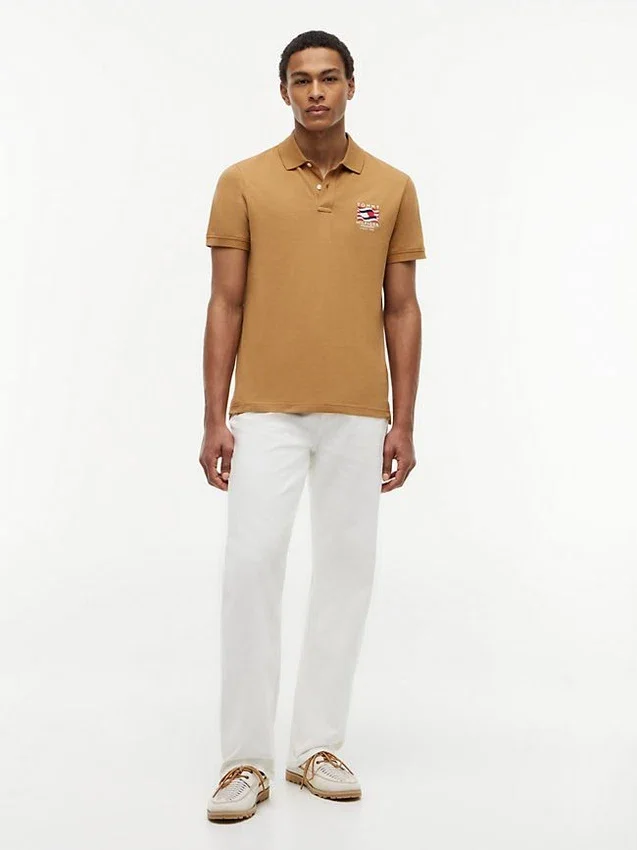 Regular Fit Wavy Flag Smooth Cotton Polo Regular Fit Wavy Flag Smooth Cotton Polo