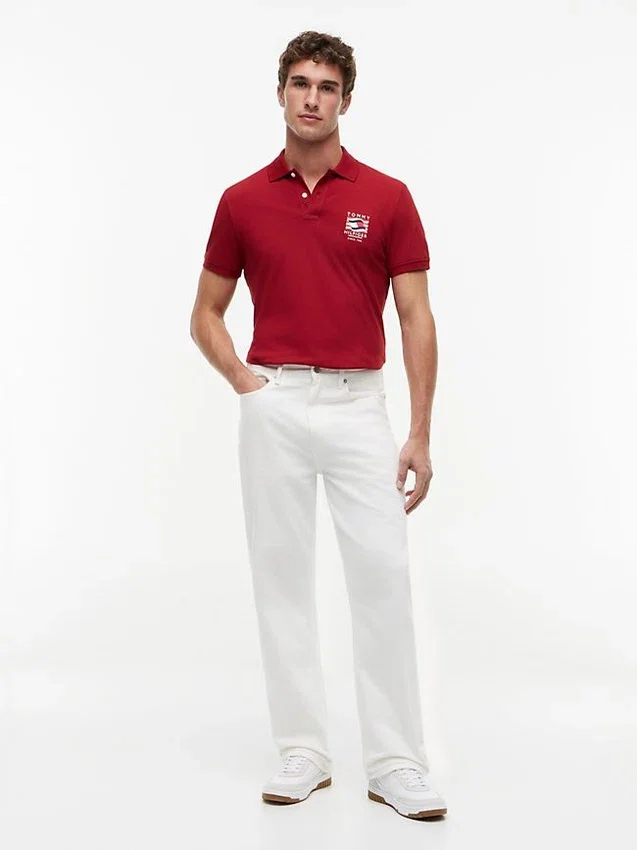 Regular Fit Wavy Flag Smooth Cotton Polo Regular Fit Wavy Flag Smooth Cotton Polo