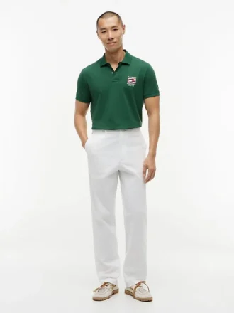 Regular Fit Wavy Flag Smooth Cotton Polo