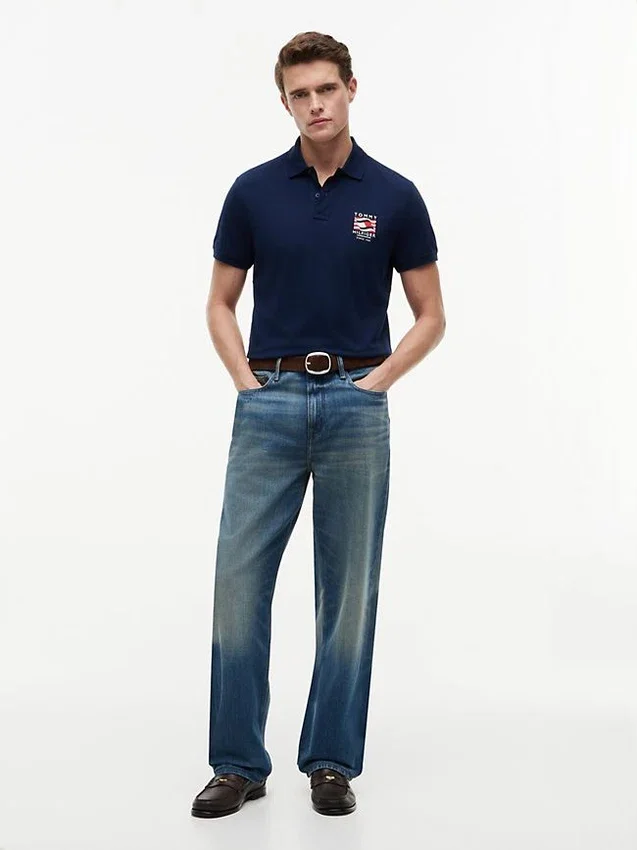 Regular Fit Wavy Flag Smooth Cotton Polo Regular Fit Wavy Flag Smooth Cotton Polo