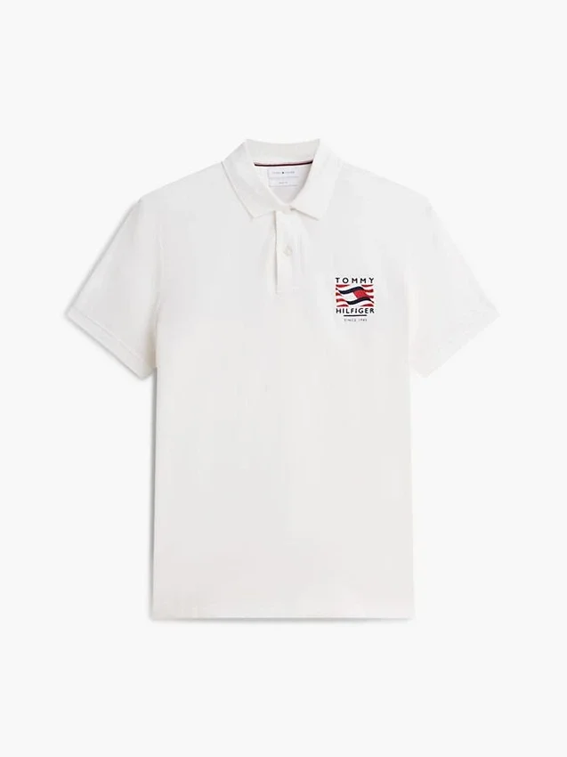 Regular Fit Wavy Flag Smooth Cotton Polo Regular Fit Wavy Flag Smooth Cotton Polo