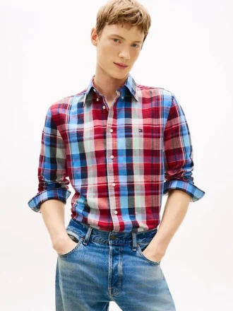 Regular Madras Check Linen-Blend Shirt