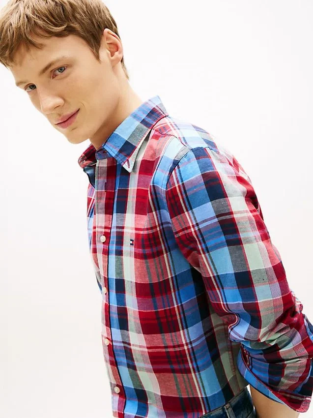 Regular Madras Check Linen-Blend Shirt Regular Madras Check Linen-Blend Shirt