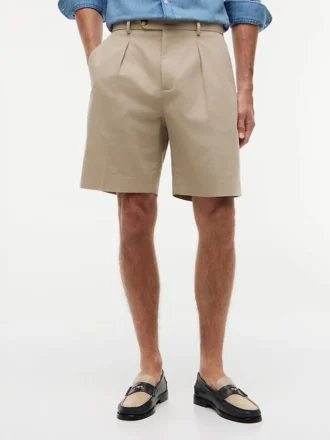 Relaxed Cotton-Linen Blend Chino Short