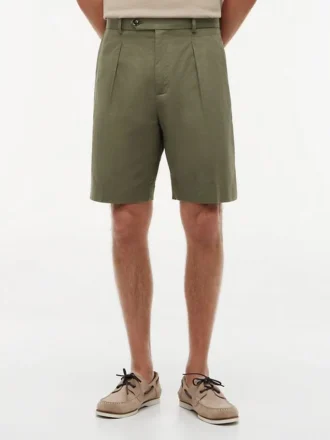 Relaxed Cotton-Linen Blend Chino Short