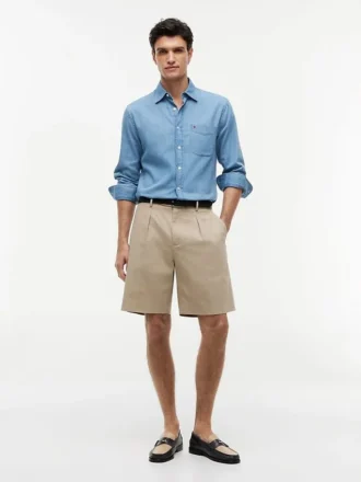 Relaxed Cotton-Linen Blend Chino Short