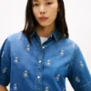 Relaxed Fit Allover Crest Denim Shirt Relaxed Fit Allover Crest Denim Shirt
