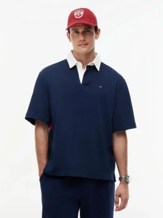 Relaxed Fit Back Flag Logo Polo