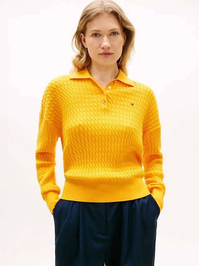 Relaxed Fit Cable Knit Sweater Polo Relaxed Fit Cable Knit Sweater Polo