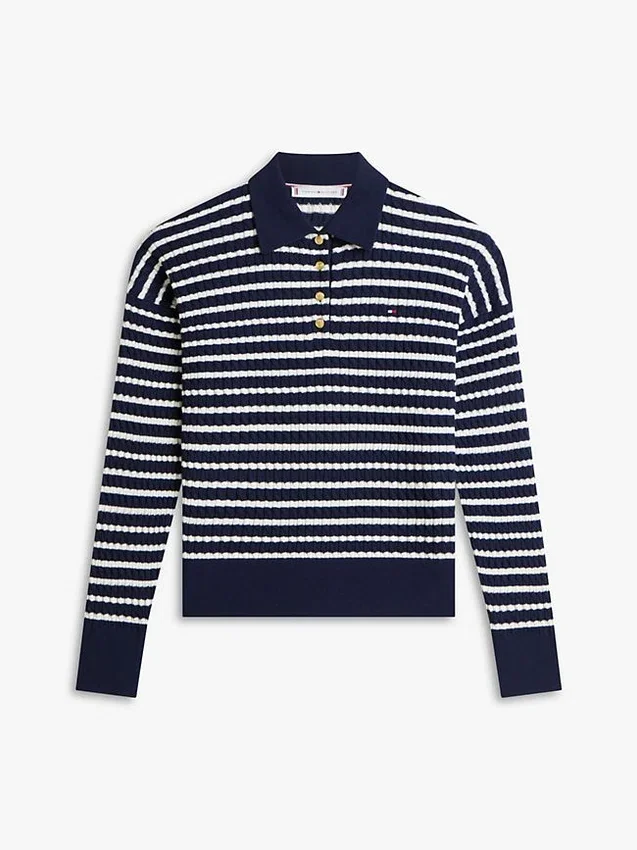 Relaxed Fit Cable Knit Sweater Polo Relaxed Fit Cable Knit Sweater Polo